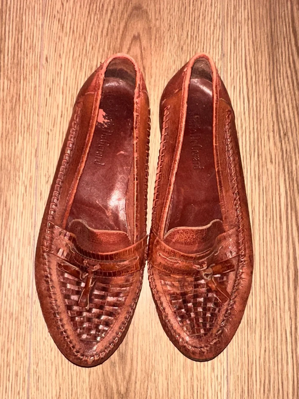 Mario DeGerard Leather Woven Penny Loafers - Brown